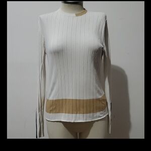 Free With Purchase Cream and Tan Long Sleeve Top